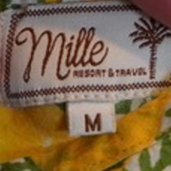 Mille Resort and Travel Lemon 100% Cotton Maxi Dress Block Print Women Size M - Picture 5 of 7